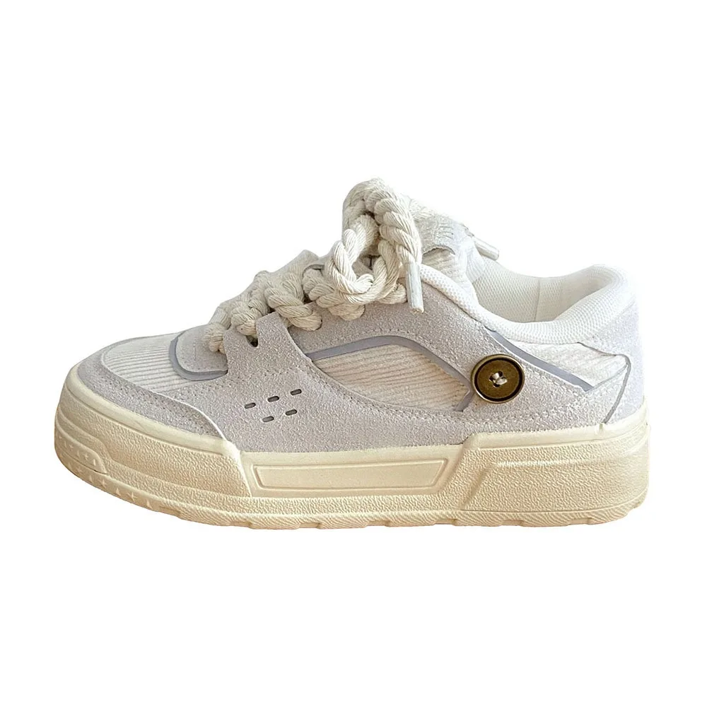 Thick Soled Leather Top Quality Women Shoes 2024 Instagram Trendy Fashion Soft Soled Women Casual Shoes Sports Shoes 24-152
