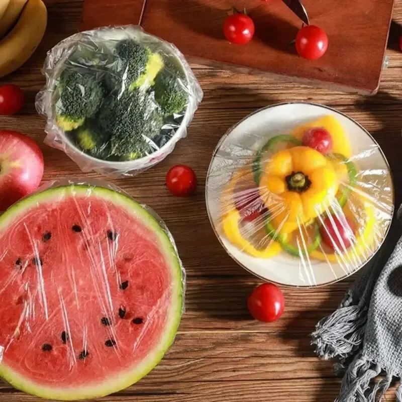 Disposable Fresh Lids Plastic Food Storage Lids Reusable Bowl Lid Stretch Elastic Lid Bags 100pcs food storage lids