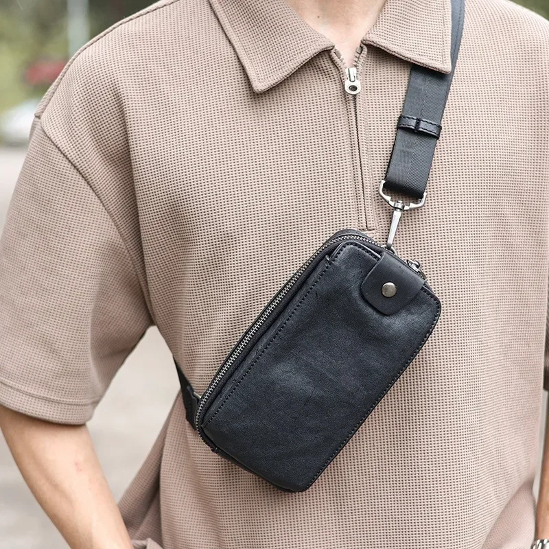 

SENOFAN Brand Waist Bag Men Korean Leather Genuine Cowhide Messenger Bags for Man Luxury Designer Sling Chest Bag Clutches Male