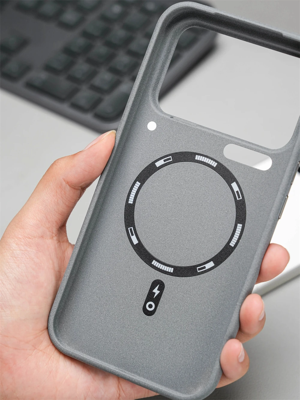 Luxury Solid Color Rock Sand Frosted Soft Silicone Case with Magnetic Wireless Charging Capability