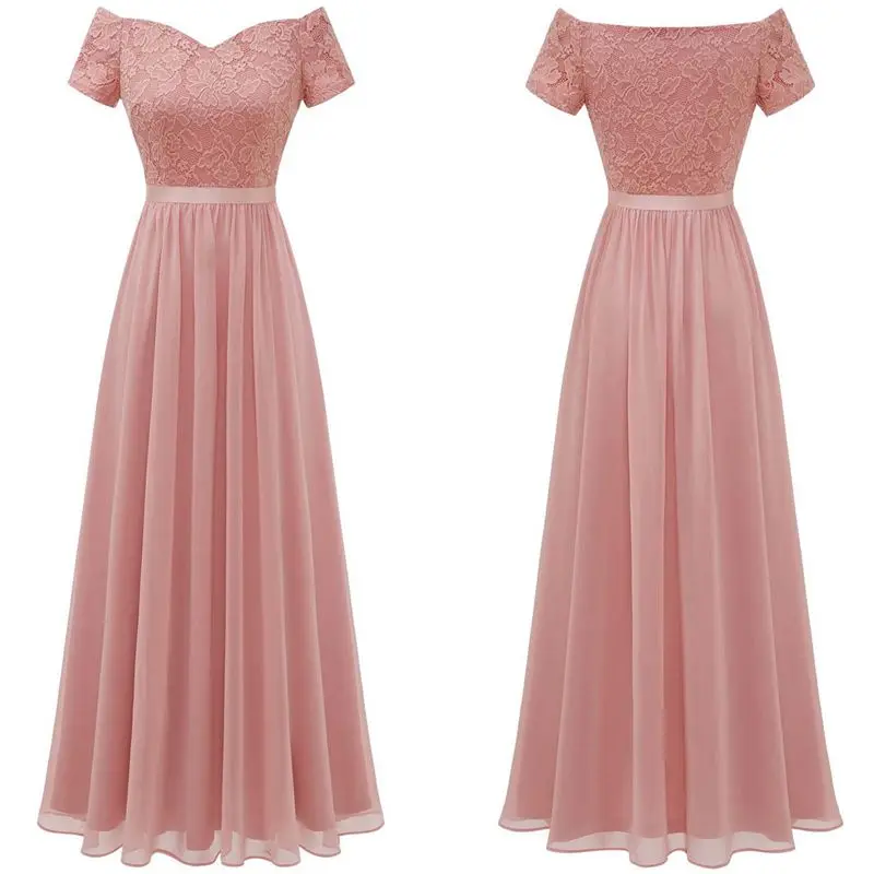 

Blush Pink Chiffon Bridesmaid Dress Off the Shoulder A- Line Party Dresses for Weddings vestidos para damas de honor boda