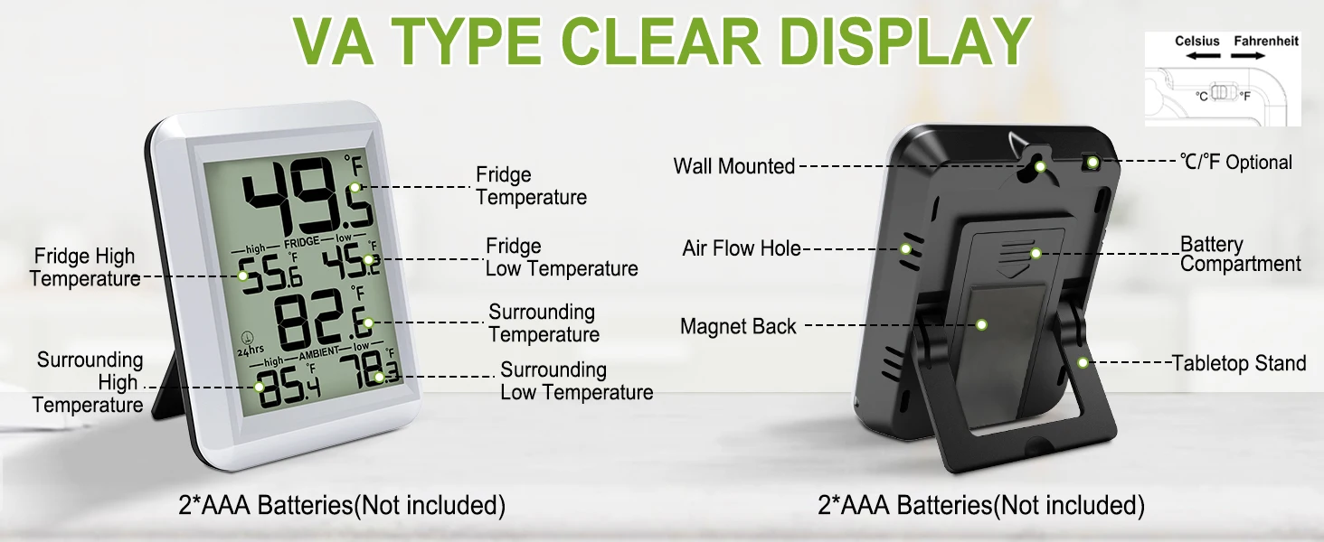 Refrigerator Thermometer  Fridge and Freezer Temperature Monitoring Digital Free
