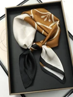 Luxury Brand 2023 Silk Square Scarf Women Cat Neck Hair Tie Band Beach Hijab Kerchief Head Headbands Bandana Female Foulard 70cm 3