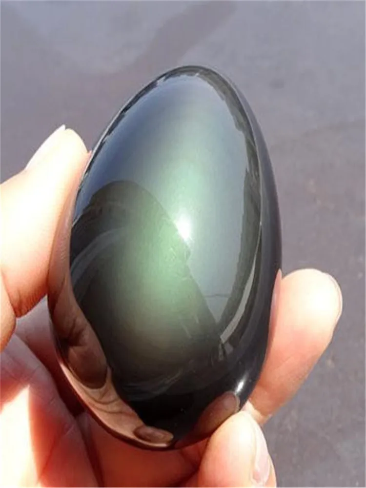 Natürlicher Kristall, Farbiger Obsidian, Ei-förmige Heimdekoration – Detail 3