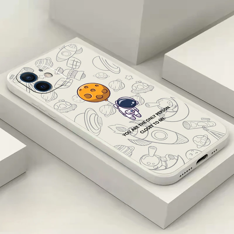 For iPhone 13 Mini 12 11 Pro Max XS XR X 8 7 Plus SE 2020 Creative Astronaut Silicone Case Soft Cover |
