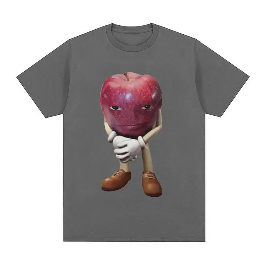 Funny Me Asf Apple with Face Meme T Shirt Unisex Fashion High Quality T Shirts Men Retro Casual Short Sleeve T-shirt Tops 2