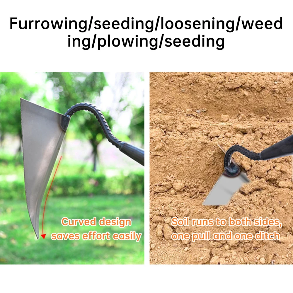 Sharp Triangle High Carbon Manganese Steel Hoe Weeding Trenching Garden Gardening Tools Rural Agricultural Planting Hoe