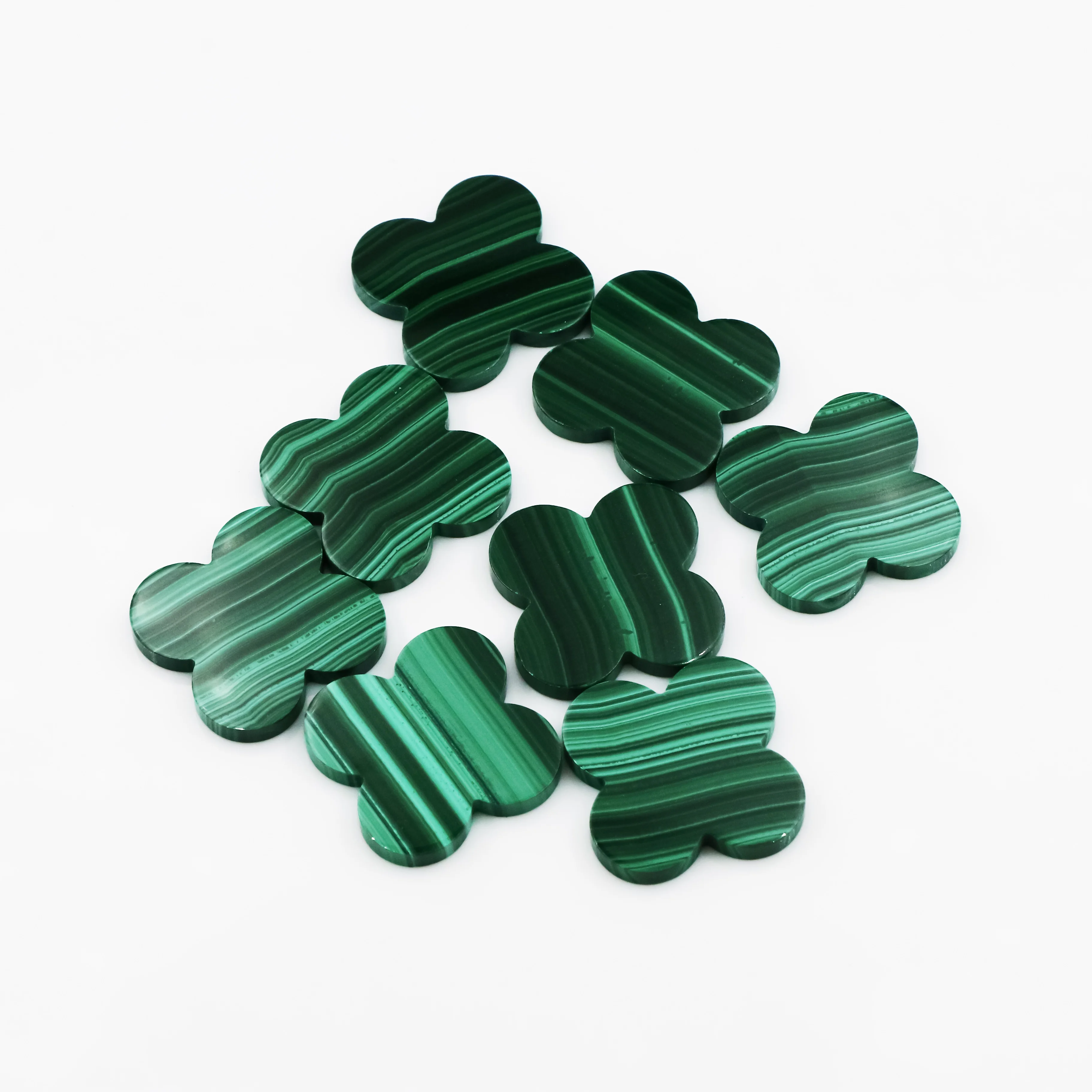 HanYu Dubai Natural Agate Shell Malachite Clover Four Leaf Clover Stone For Jewelry Making