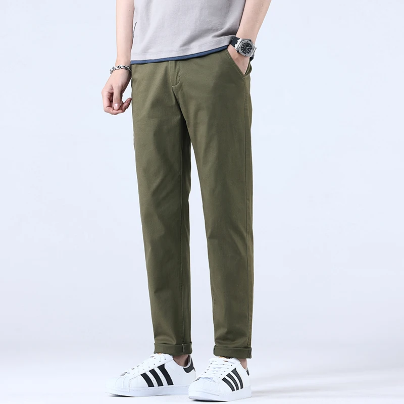 남성용 레저 바지, 순면 신축성 허리, 경량 비즈니스 신축성, 다목적, 2024 용수철/여름