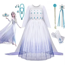 Disfraz de Frozen 2 de Disney para niñas, traje blanco de carnaval, vestido  de baile de Anna y Elsa, ropa de lentejuelas de Navidad, 3-10T