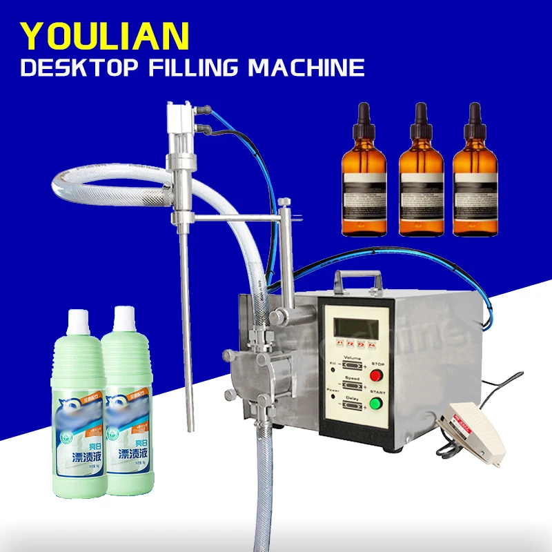 GZD-100 Semi Automatic High Accuracy Pump Sanitizer Disinfectant Essential Oil Liquid Bottle Filler Gear Pump Filling Machine