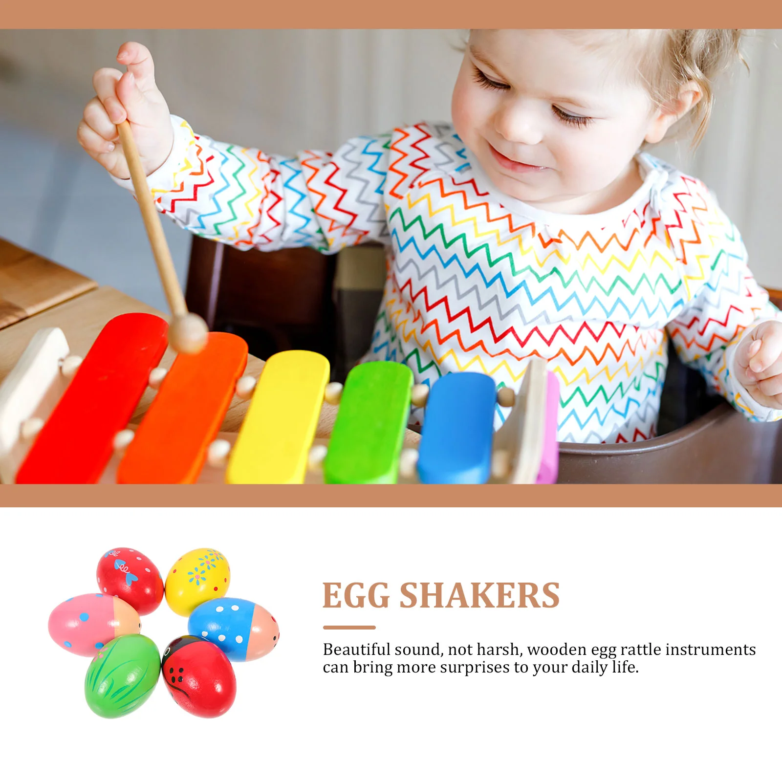 6 Pcs Eggs Sand Musical Toys Shaker Percussion Instrument Wood Shakers Wooden Plaything Child