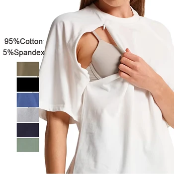 Summer Loose Big Size Maternity Top Short-Sleeved T-Shirt Breastfeeding Friendly Postpartum Nursing Wear for Pregnant Women