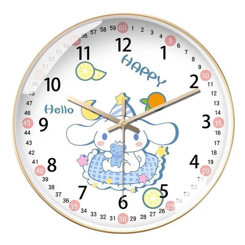 thumbnail image 1 of Reloj de pared con orejas grandes de Hello kitty, reloj de pared con diseño de perro, canela, cuarzo súper silencioso, radio de tiempo Sanrio, creativo, 1 of 5