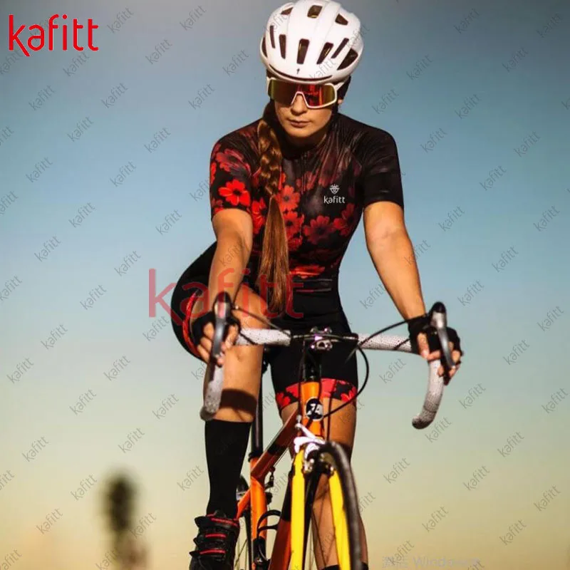 Kafitt New Women's Professional Triathlon Short Sleeve Cycling Wear Gel Pad Women's Jumpsuit Cycling Outdoor Suit 5