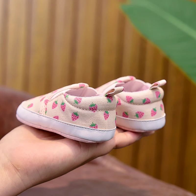 Baby Boy and Girl Toddler Shoes for Spring, Summer, and Autumn. Newborn Flat Shoes for 0-1 Year Olds, Soft-Soled Slip-Ons with Cute Fruit Patterns, Suitable for Both Indoor and Outdoor Use - 3