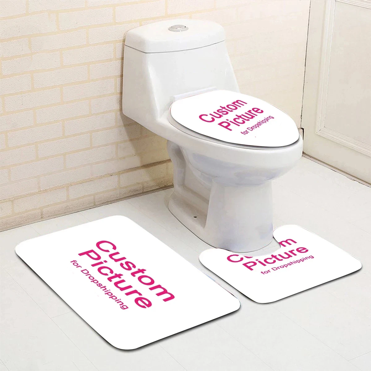 Custom Toilet Seat Cover Customized Non-Slip Bathroom Mat Coral Fleece Toilet Mats Set Bath Rugs POD floor mat bathroom mat absorbent bathroom mat bathroom floor mat toilet mat bath mat anti slip mat