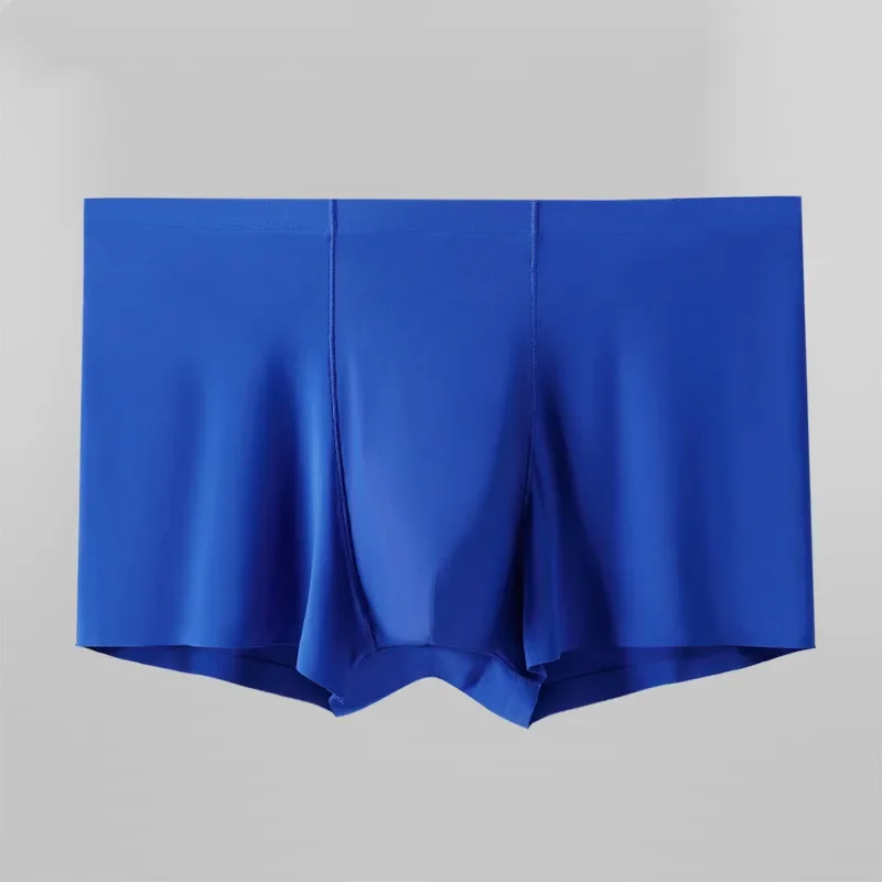 L-XXXL Seamless Ice Silk Boxers Men Solid Color Male Underpants Ultra-thin Sexy Underwear Summer COOL Trunk Shorts 5