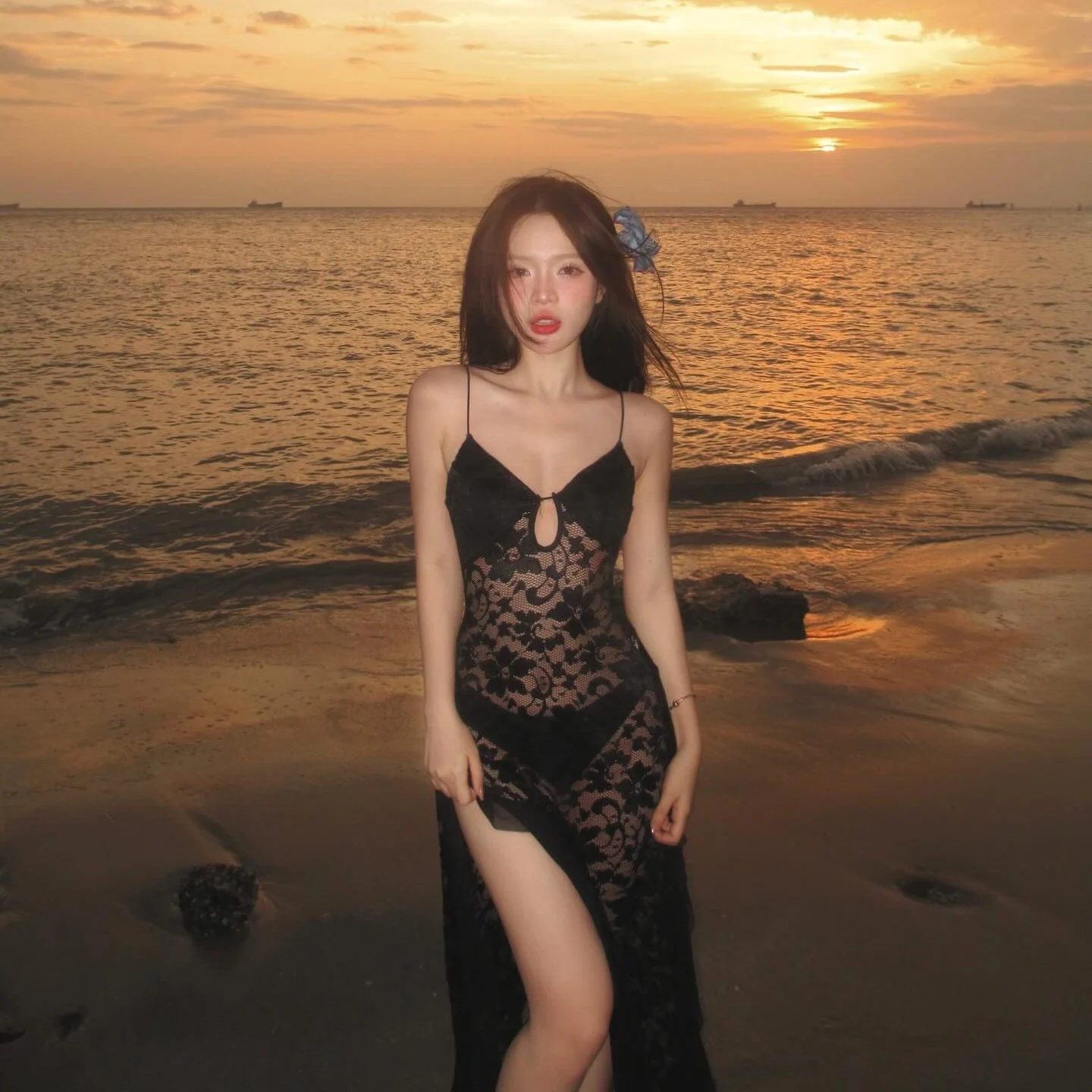 섹시한 블랙 레이스 스트랩 드레스 여성용 V넥 홀터넥 슬리밍 롱 드레스 비치 휴가 수영복 커버업으로 적합