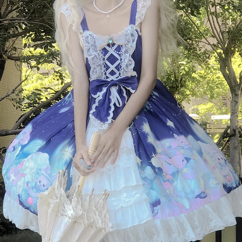 Lolita Jsk Dress Women Cosplay Straps Sleeveless