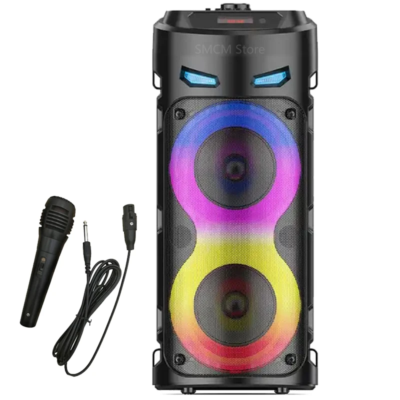 

30W Portable Bluetooth Speaker Wireless Column Big Power colorful rhythm Subwoofer Bass Party SoundBox Family Karaoke with Mic