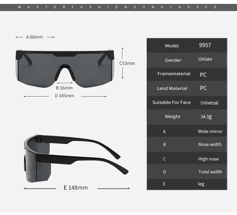 Neue Herrenmode Sport Sonnenbrille Damen Outdoor Fahrrad Reiten Sonnenbrille Trendige Schutzbrille XSY9957 – Detail 5