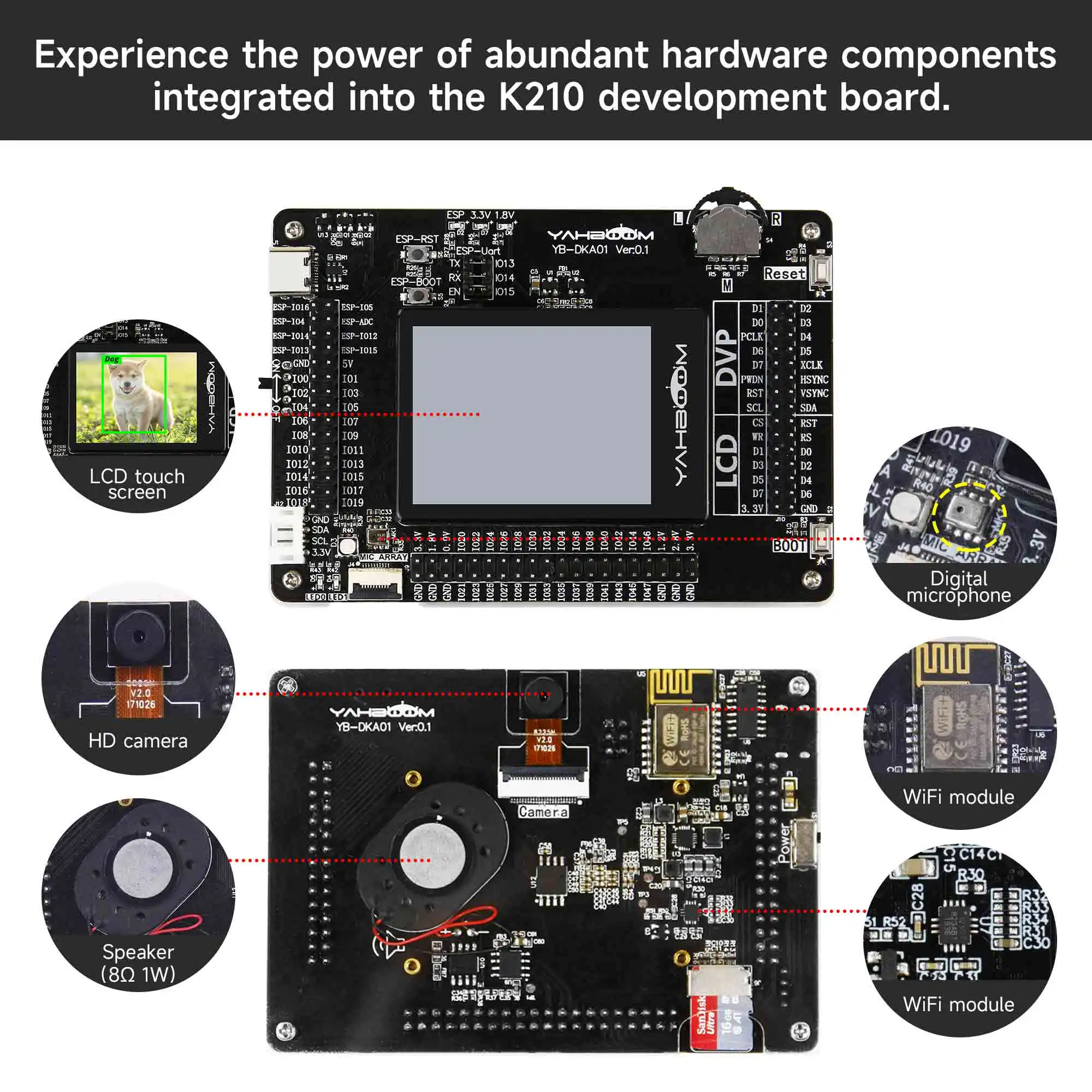 Inteligência Artificial AI-Motion K210 Developer Kit DIY Módulo de câmera com tela de toque capacitiva para aprender tecnologia AI