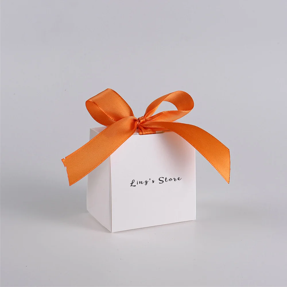 50/100 Stück 7 x 5 x 7 cm individuelles Logo Schmuck Geschenk gefaltete Süßigkeiten Taschen Süßigkeiten Hochzeit Gefälligkeiten Schokolade Party Schleife Geschenk Organizer Lagerung – Detail 5