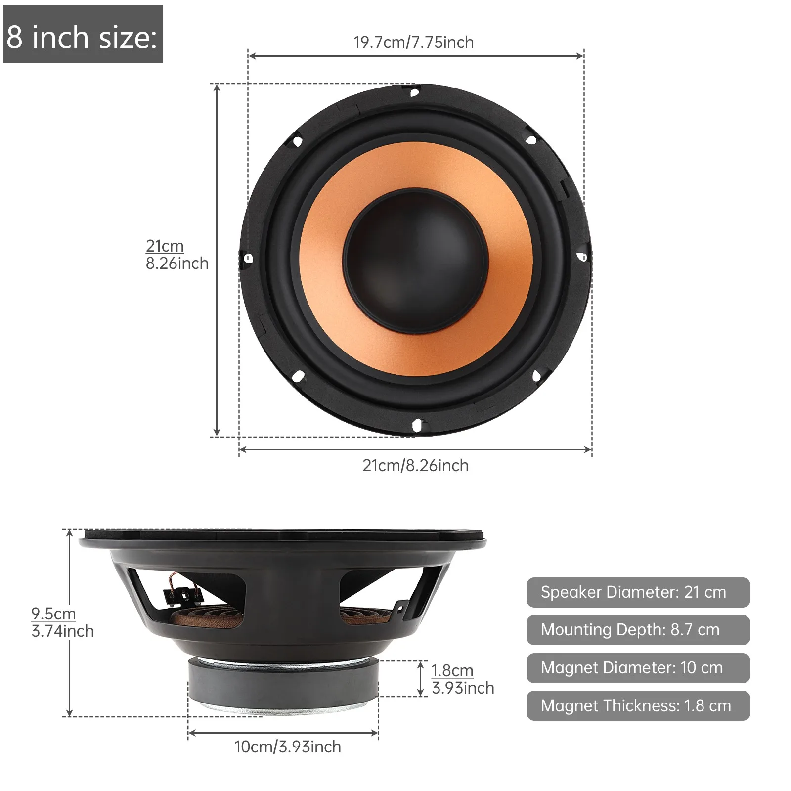 High-Power Universal Car Audio Bass Woofer - Wide Frequency Stereo Speaker