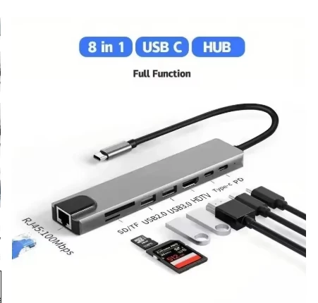 USB C to HDMI-compatible 3-in-1 USB Hub Splitter Docking Station