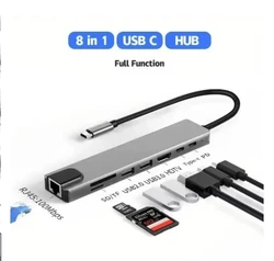 Universal USB Type - C Multi - Port Hub with 4K HDMI, SD/TF Card Reader, RJ45, and Fast Charging Capabilities (8 IN 1 with RJ45)