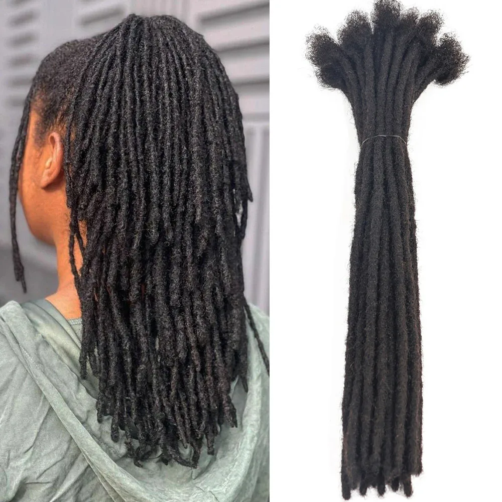 Estensioni Inter Loc in Capelli Umani Veri al 100% da 4-28 Pollici, Larghezza 0,6 cm, Dreadlock Completamente Fatti a Mano, 20 Ciocche per Uomini e Donne