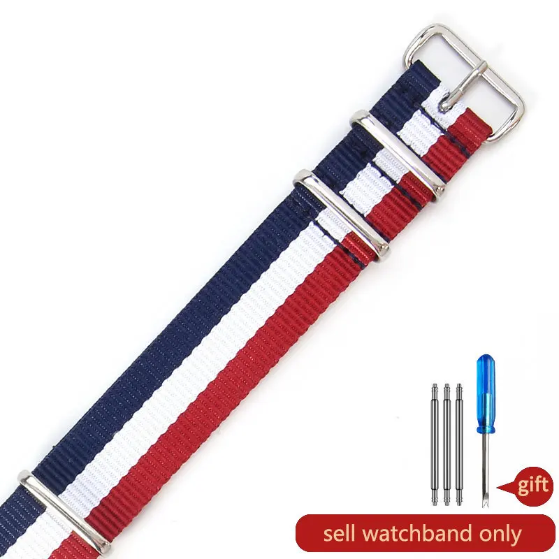 Quick-Speed Nylon Watchband with Stainless Steel Buckle in Canvas - 18, 20, 22mm