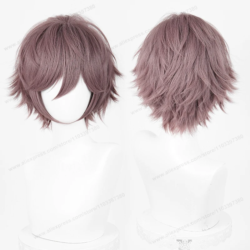 Anime Upgraded 32cm Short Flipped Ends Cosplay Wig Green Blue Purple Pink Man Women Heat Resistant Synthetic Hair