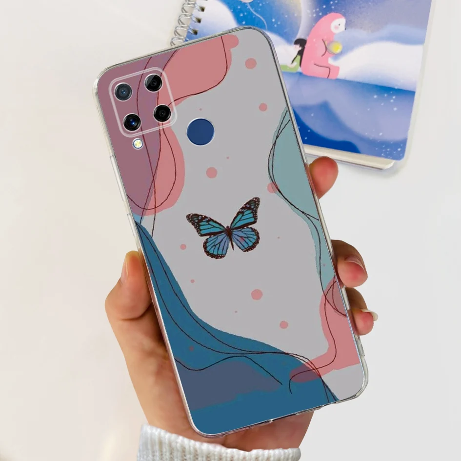Fashion Marble Butterfly Flower Soft TPU Phone Case Silicone Cover