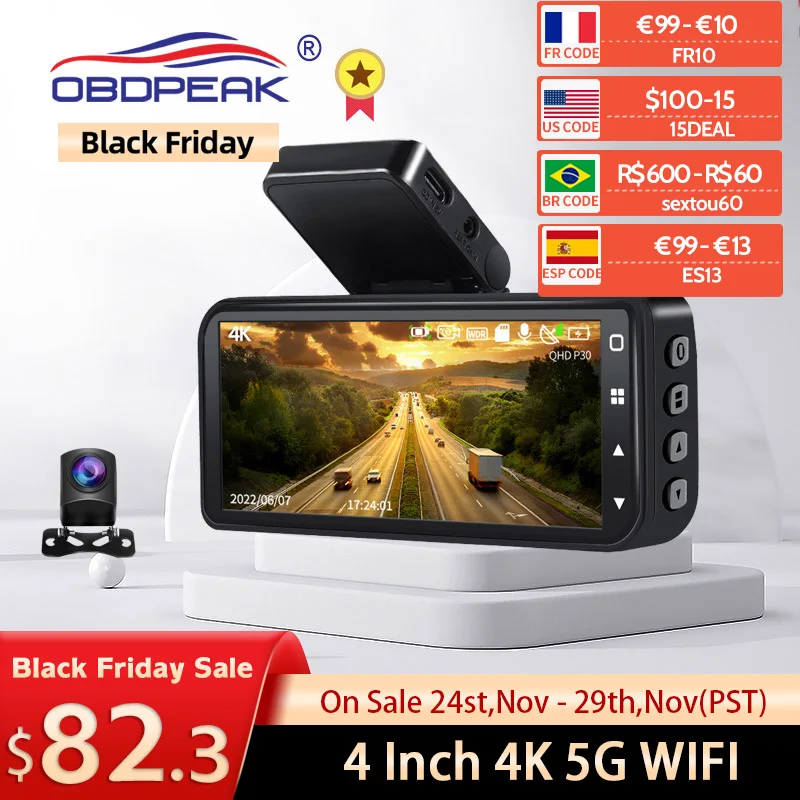 OBDPEAK5GWIFIDashCamA900UHDDVRDualLensCarCamera4KBuildin