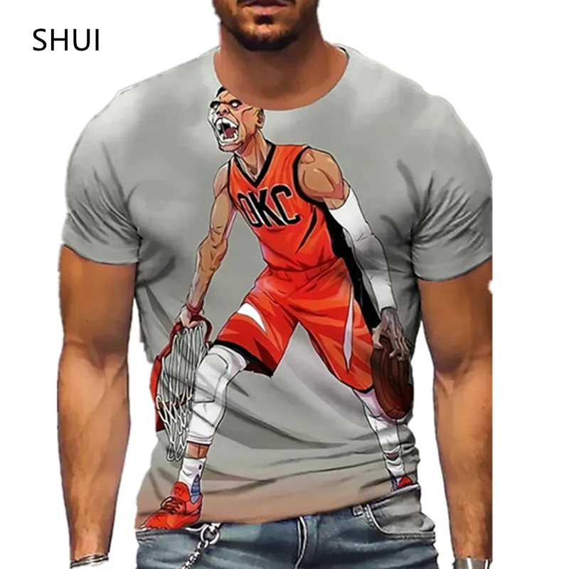 

Camiseta deportiva 3D de manga corta para hombre, camisa de equipo de baloncesto Unisex, informal, a la moda, verano, 2022