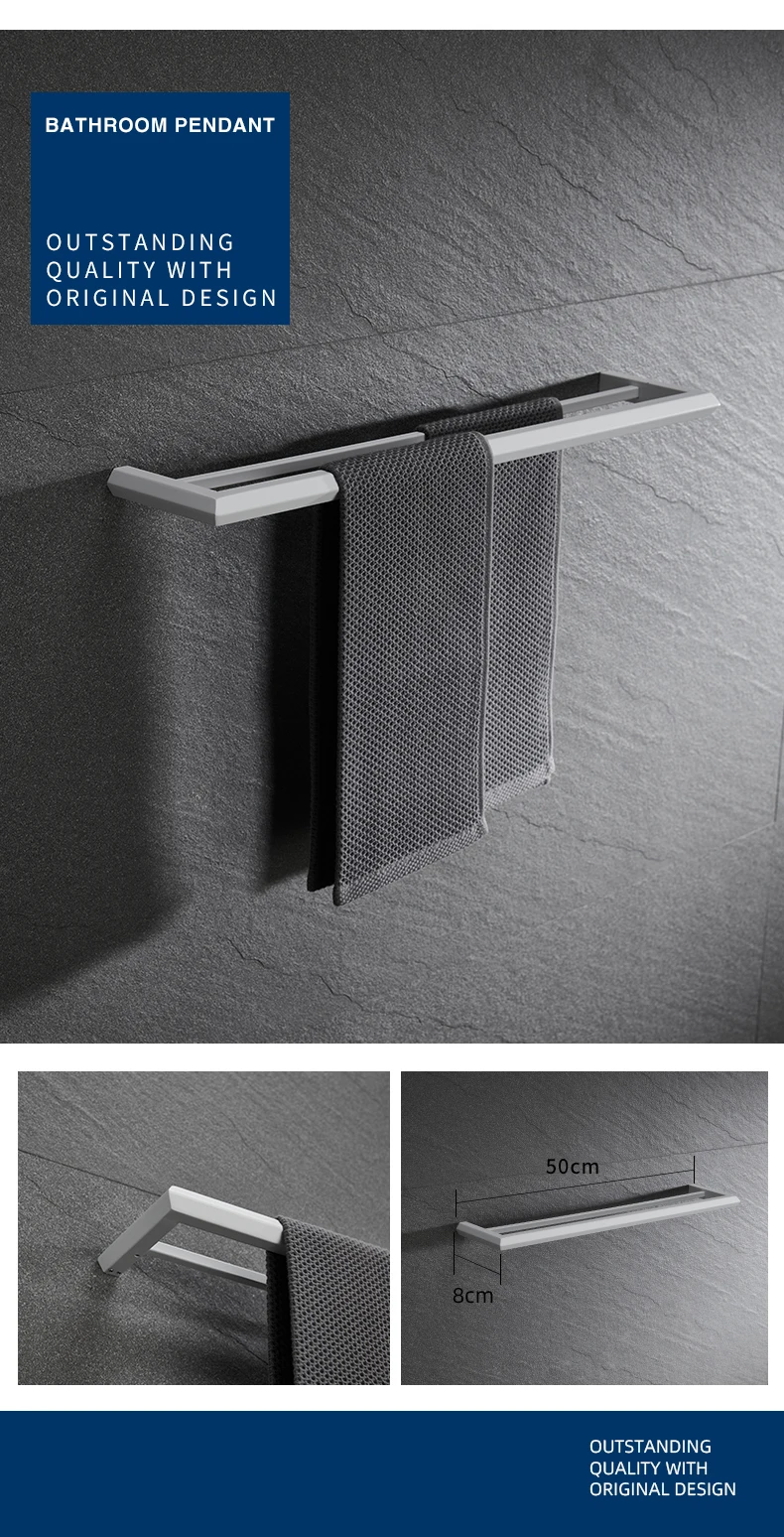 Description Picture 3 of itemStainless Steel 304 White Wall Mounted Bathroom Towel Ring Toilet Tissue Paper Holder Robe Hook Hardware Set