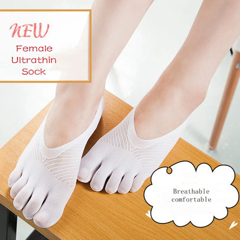 New Five-finger Sock Slippers Female Ultrathin Yoga Sock Funny Toe Invisible Sokken Silicone Anti-skid Breathable Anti-friction