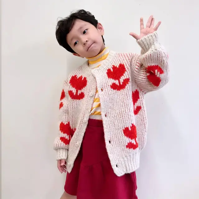 Childrens Sweater 23 Autumn/Winter BC Girls Cartoon Color Block Pullover Vest Cardigan Boys V-neck Knit