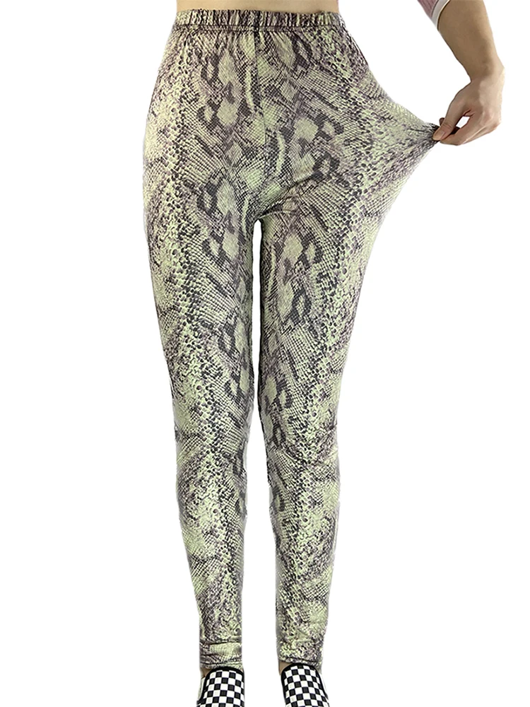 

YSDNCHI Push Up Female Gym Khaki Snake Pattern Printed Leggings Women Workout Sports Leggins Pencil Pant Sexy Trousers 2022 New
