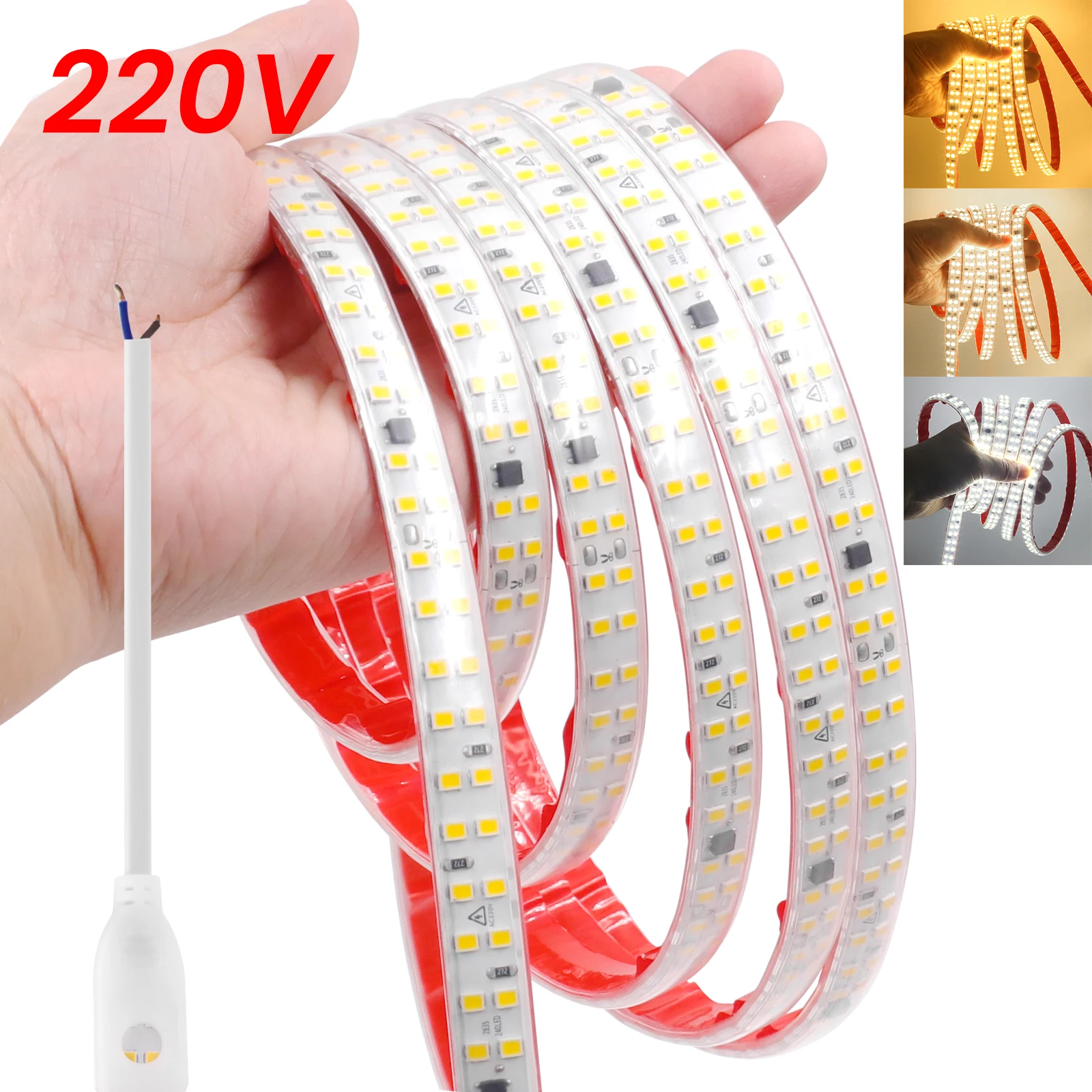 High-Density LED Strip Light with Flexible Adhesive and Power Kit - Waterproof and Customizable Lengths