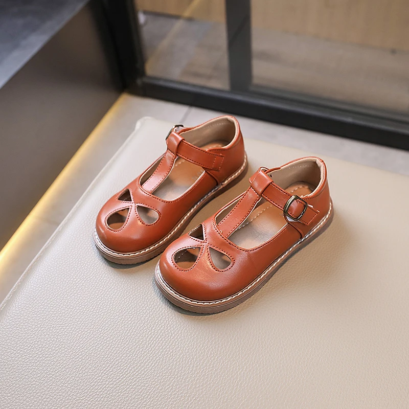 summer fashion big girl water drop hollow shallow mouth all soft soled small leather shoes leather shoes girls shoes girls flats