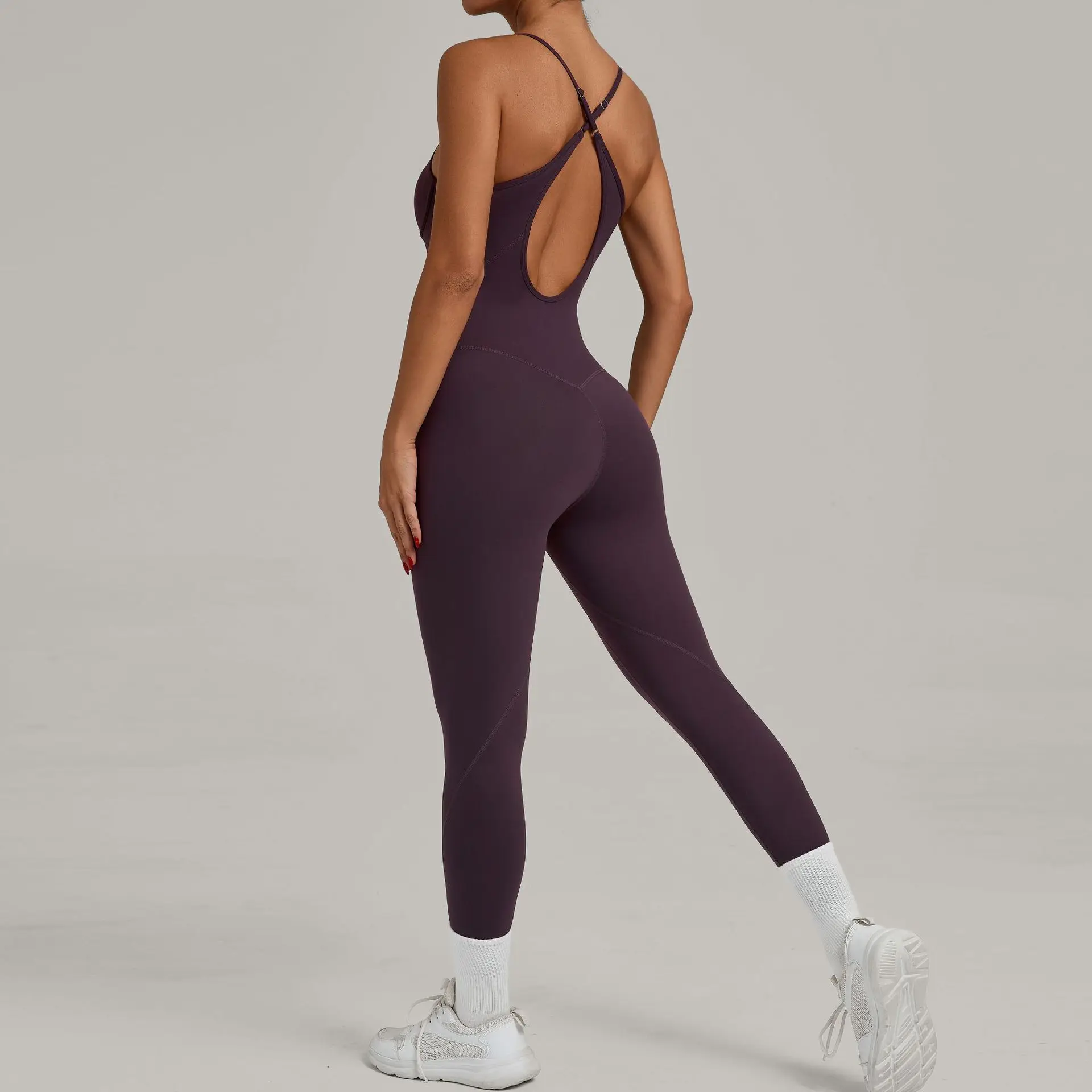 Yoga Set Fitness Jumpsuit Summer Sports Fitness Jumpsuit Cross Open Back Adjustable Shoulder Strap Hip Lift Tight Slim Fit Yoga Set Gym Running Sports kit