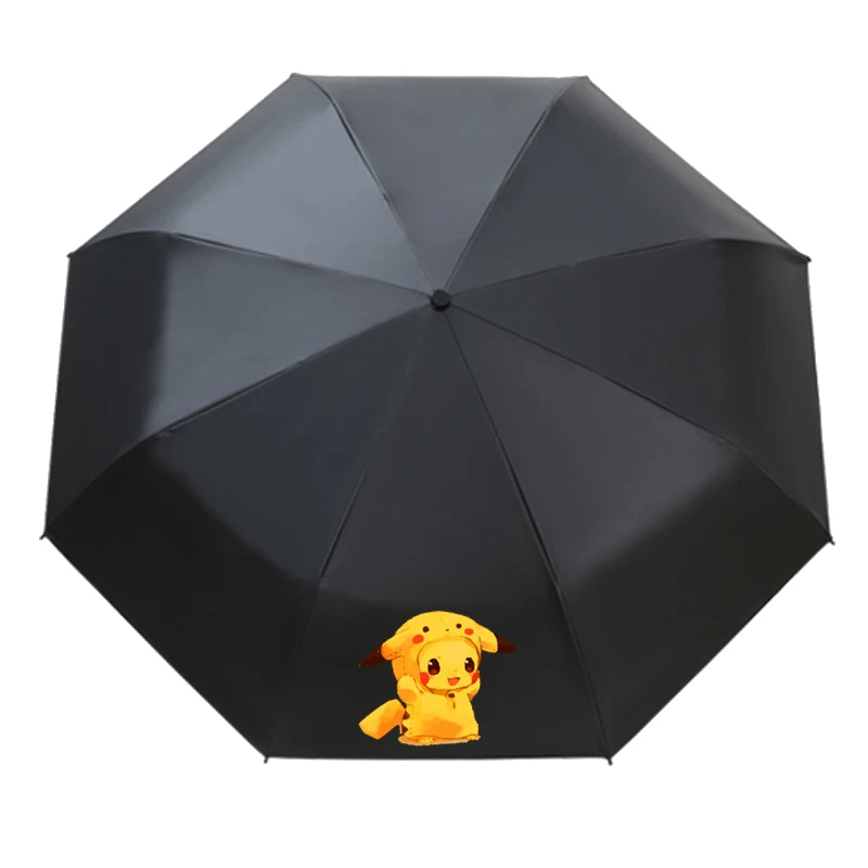 Pokémon pikachu está sentado em um pequeno guarda-chuva com balões em torno  dele.