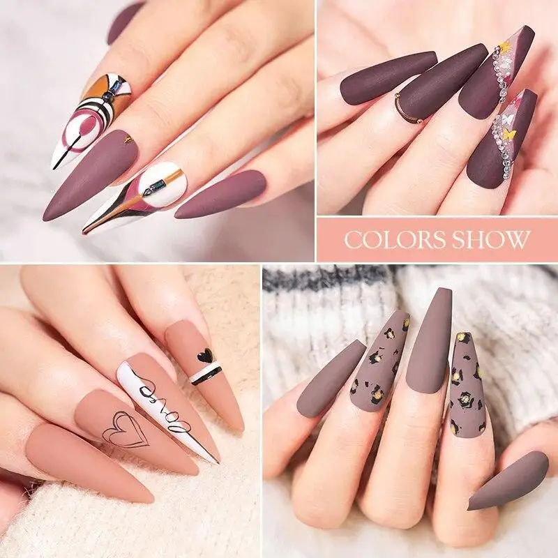 Mtssii 8pcs Purple Gel Nail Polish Set Nude Pink Gel Varnishes Kit Glitter Soak Off Uv Led Gel Semi Permanent Nail Art GelSet 3