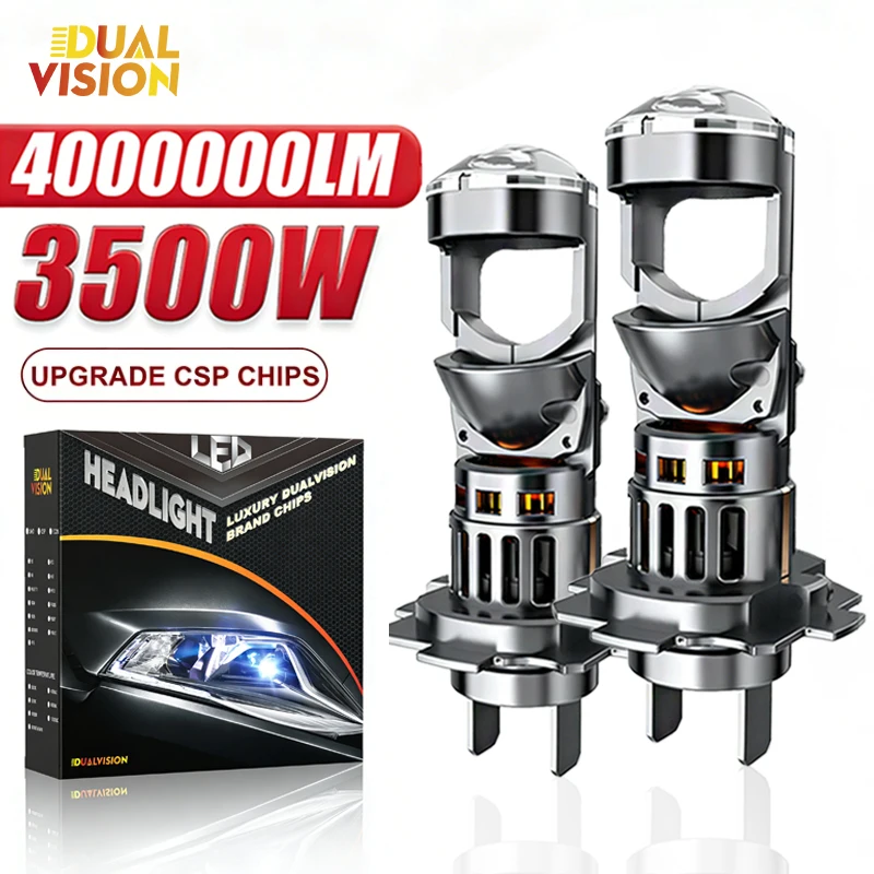 3500W H7 H4 LED 자동차 헤드라이트 캔버스 프로젝터 렌즈 포함 1:1 플..