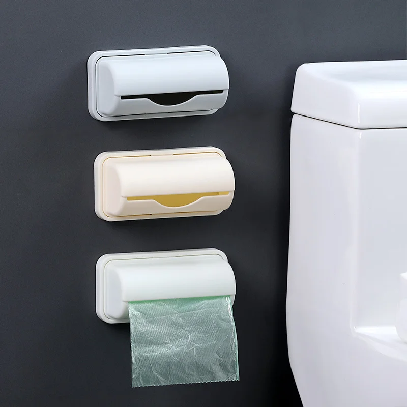 Plastic Garbage Bag Storage Box No Punch Grocery Bag Holder Wall Mount Grocery Trash Bag Kitchen Bathroom Organizer Container