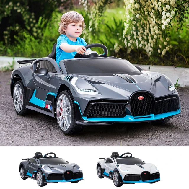 HOMCOM electric car Bugatti Divo for children 3-6 years old 12V battery car  with 2 Motors remote control LED headlights horn music USB MP3 and speed  1,5-3 km/h 128x72x47 cm - AliExpress