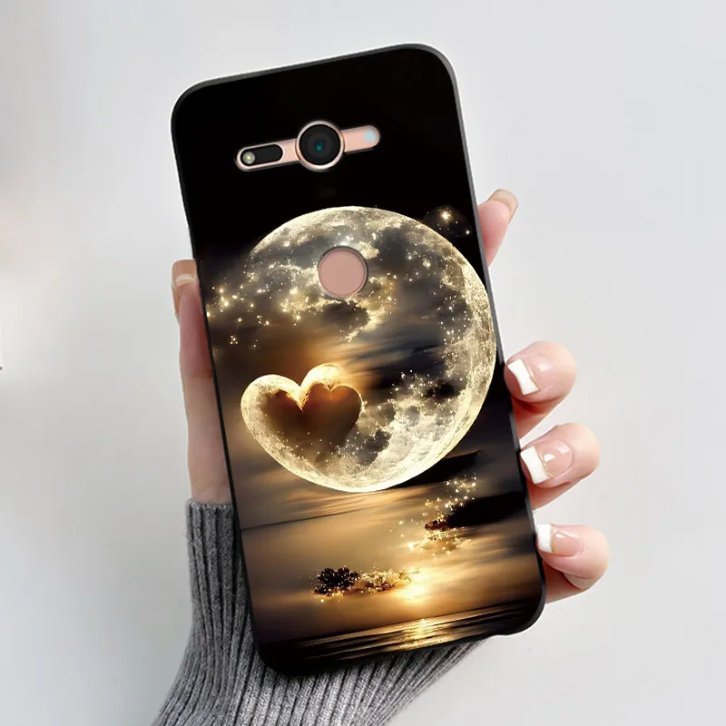  Xperia XZ2 컴팩트/SO-05K 보호용 충격 방지 소프트 커버용 귀여운 블랙 케이스 전화 케이스 사랑스러운 푹신한 흰색 토끼